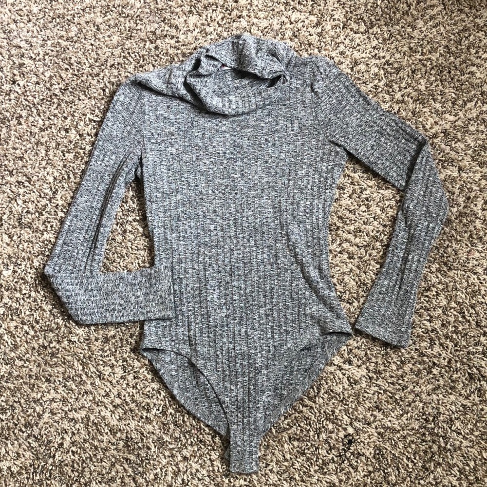 Grey turtle neck bodysuit